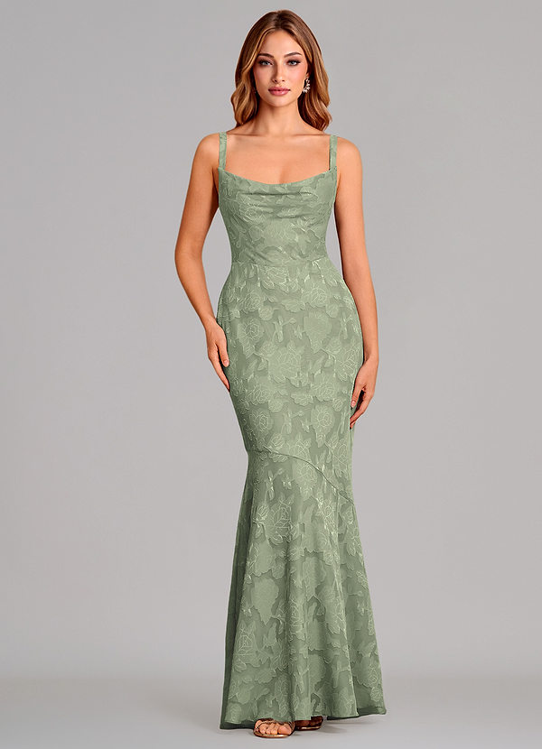 Azazie Aubrey Bruidsmeisjes Jurken Jurk van Bloemen Burn-out met Zeemeermin Boog Agave image1