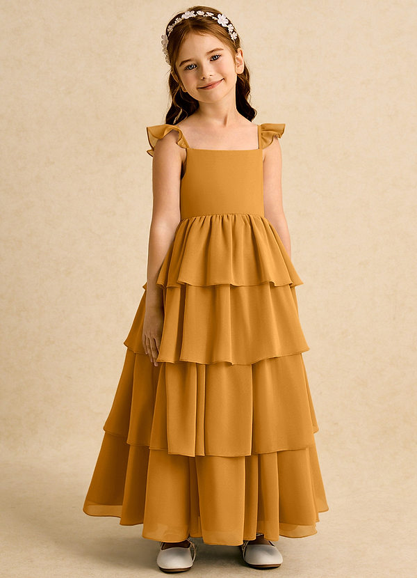 Azazie Boba Vestidos de Niña de Flores Vestido de Caramelo de Gasa de Corte En A con Escote Cuadrado image1