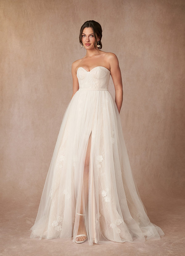 Azazie Leta Wedding Dresses Ball-Gown Sweetheart Tulle Sweep Train Dress image1