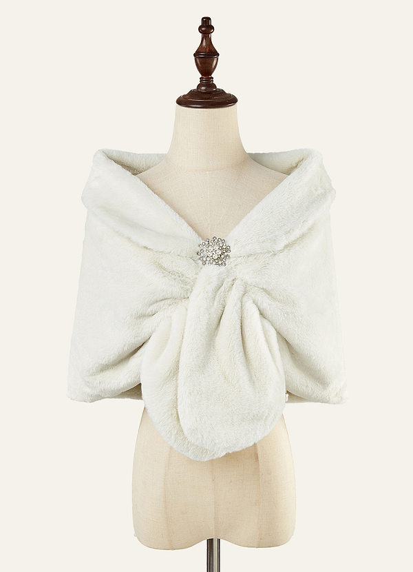 front Brooch Faux Fur Cape