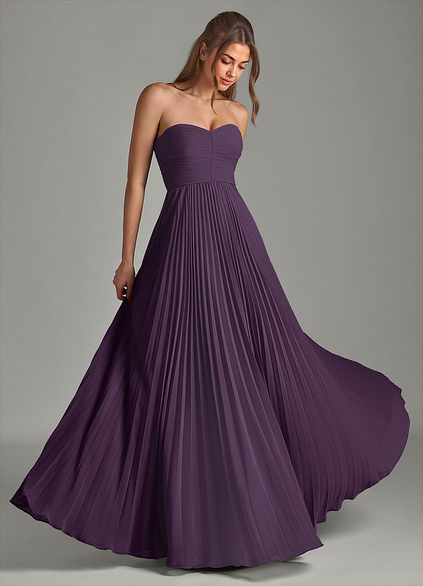 Azazie Chiana Bridesmaid Dresses Plum A-Line Strapless Chiffon Dress image1