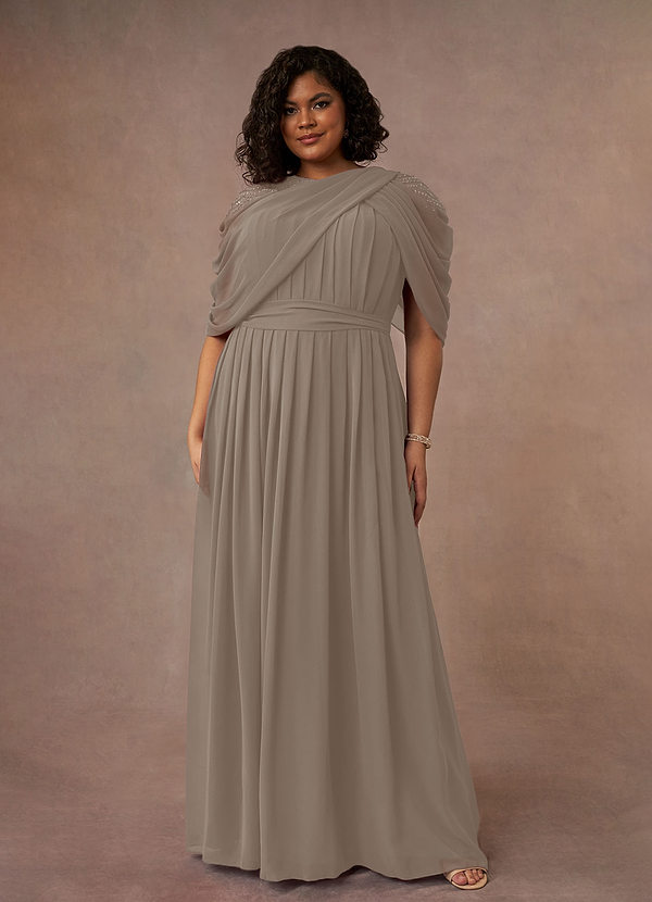Azazie Olena Mother of the Brides Dresses Taupe A-Line Sequins Chiffon Dress image1