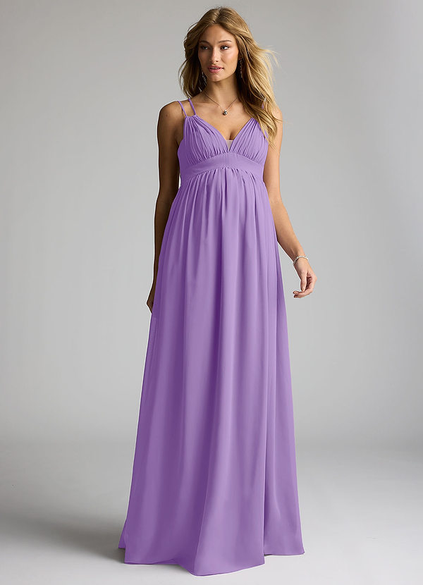Azazie Emree Maternity Bridesmaid Dresses A-Line Chiffon Floor-Length Dress image1