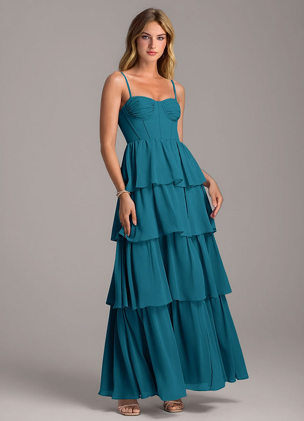 Azazie Alanna Bridesmaid Dresses Ink Blue A-Line Sweetheart Neckline Chiffon Dress image1