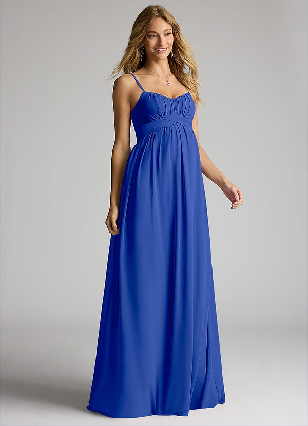 Azazie Llana Maternity Bridesmaid Dresses Vestir Linha A Comprimento do chão Chiffon image1