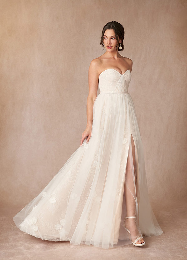 Azazie Leta Wedding Dresses Ball-Gown Sweetheart Tulle Sweep Train Dress image2