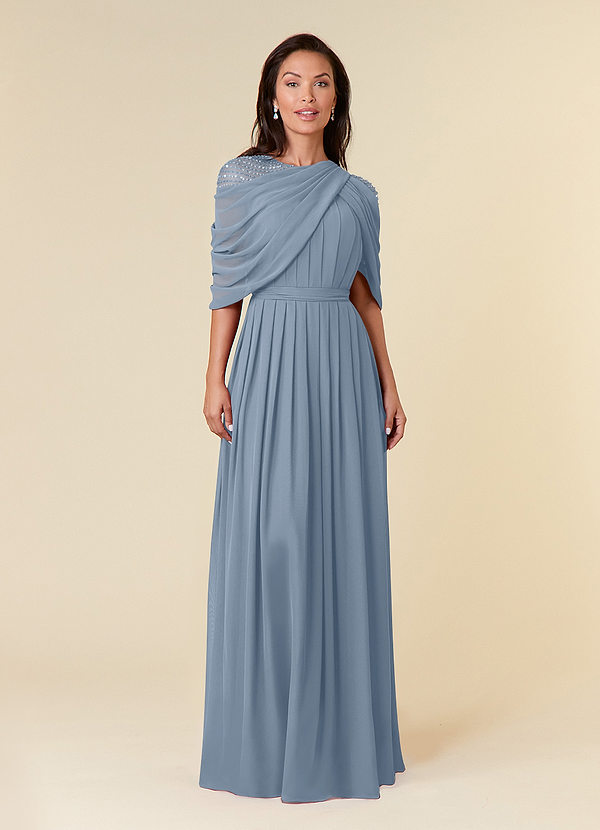 Azazie Olena Mother of the Bride Dresses Dusty Blue A-Line Sequins Chiffon Dress image1