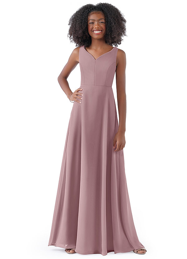 Vestidos De Dama De Honor Junior Con Escote Griego Y Largo Hasta El Suelo Fucsia