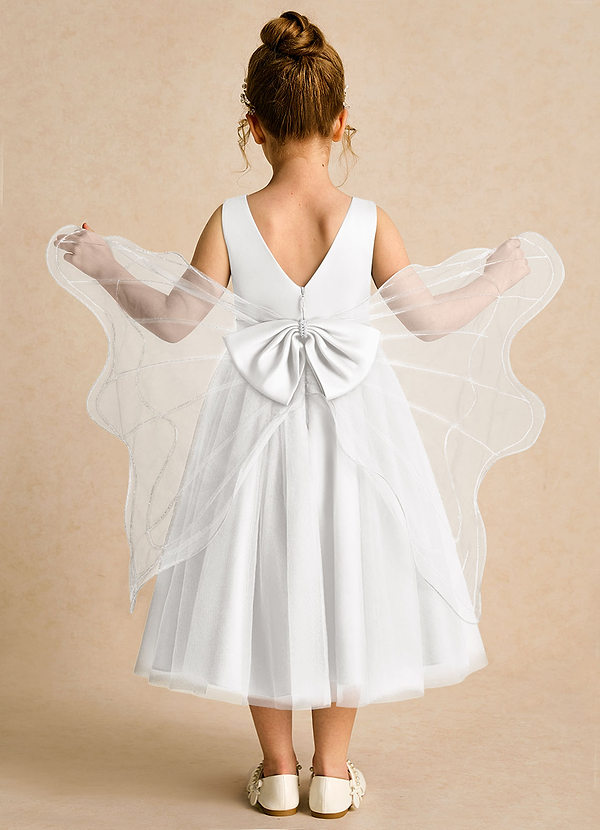 Azazie Pear Bloemenmeisjes Jurken Baljurk Jurk van Tule Boog Wit image1