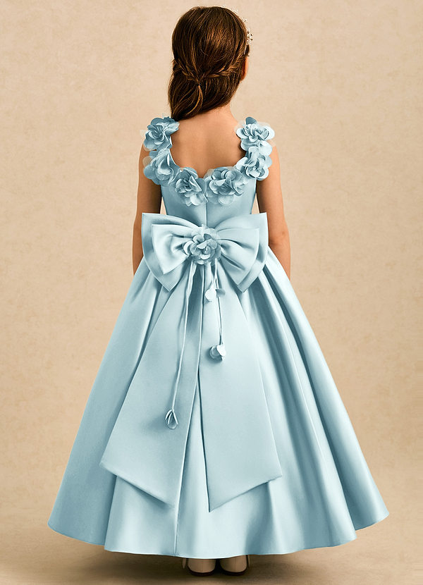 Eden Flower Girl Dresses Sea Glass Ball-Gown Pleated Matte Satin Dress image1