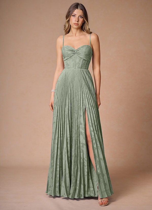 Akiko Pistachio Pleated Maxi Dress image1
