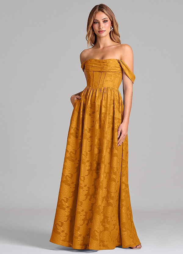 Azazie Hattie Suknie dla druhen Linia A Gorset Kwiatowe wypalenie Do ziemi Sukienka image1