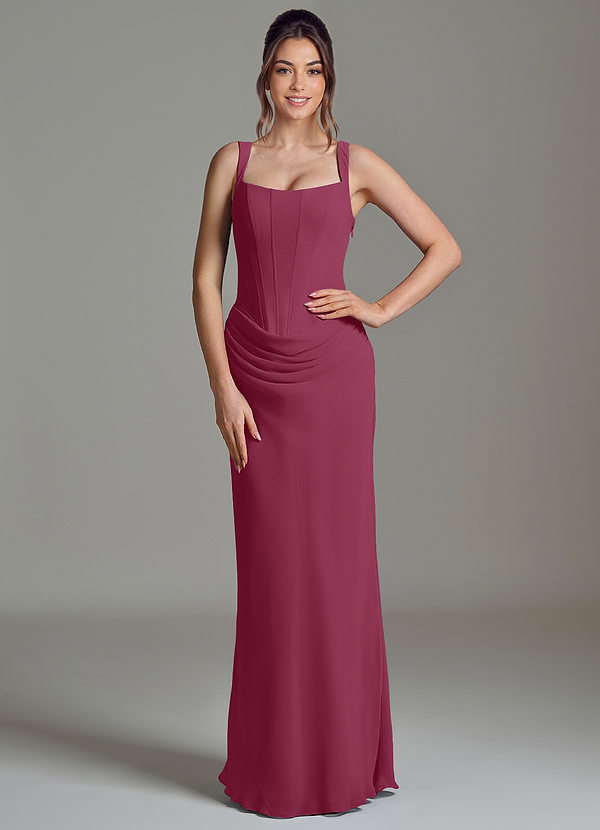 Azazie Niamh Bridesmaid Dresses Mulberry Mermaid Corset Chiffon Dress image1