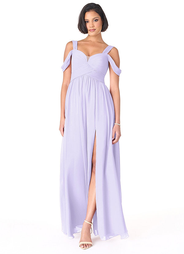 Azazie Lianne Bridesmaid Dresses Lilac A-Line Off the Shoulder Chiffon Dress image1