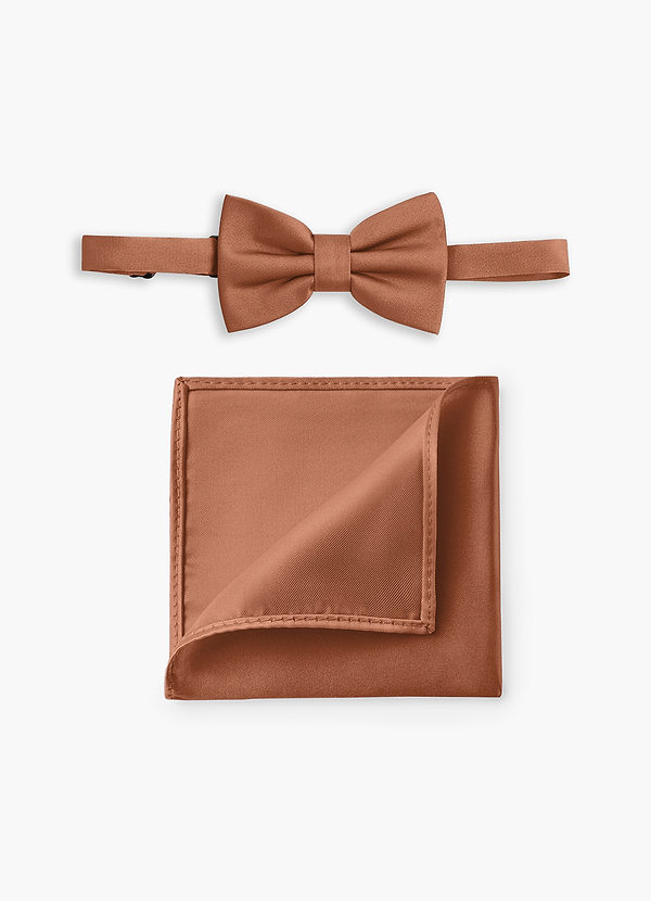 front Ensemble nœud papillon et pochette en satin extensible ajustable pour garçon
