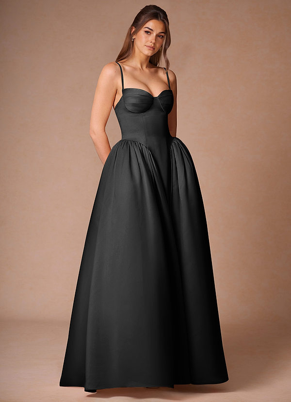 Relana Black Sleeveless Bandeau Ballgown image1