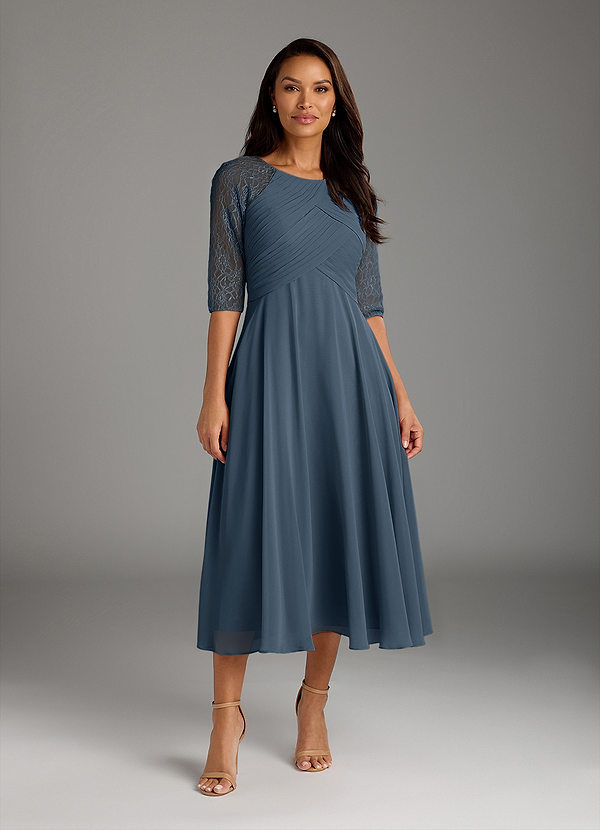 Azazie Dorothea Mother of the Brides Dresses Neptune A-Line Scoop lace Chiffon Dress image1