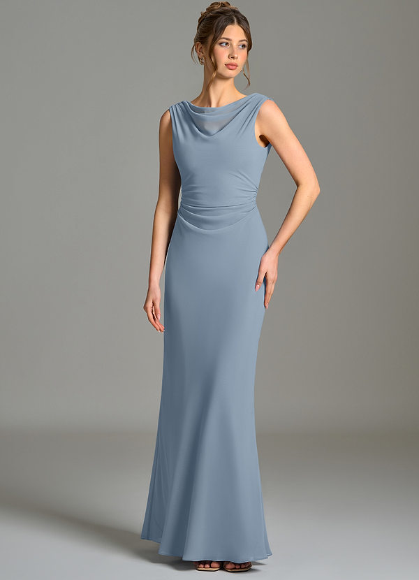 Kieryn Bridesmaid Dresses Dusty Blue Mermaid Pleated Chiffon Dress image1
