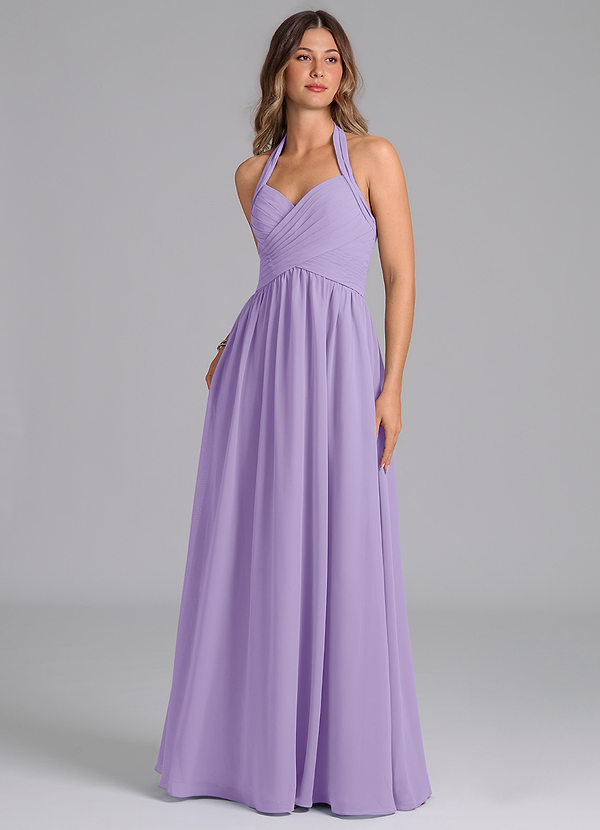 Azazie Darlyn Vestidos Dama de Honor Vestido de Lila de Gasa de Corte en A con Escote de Corazón image1