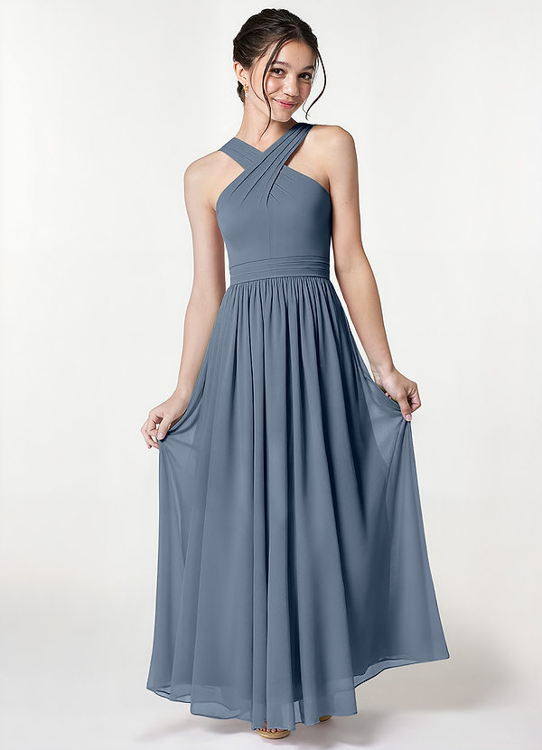 Azazie Jiya Junior Twilight A-Line Pleated Mesh Dress image1