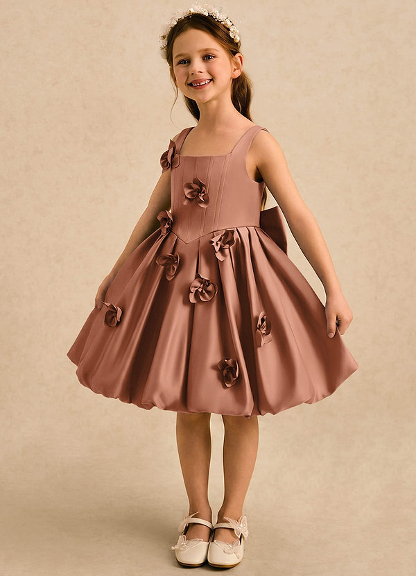 Azazie Lillian Vestidos de arras Vestido Bronceador de Satin Mate de Vestido de princesa con Plisado image1