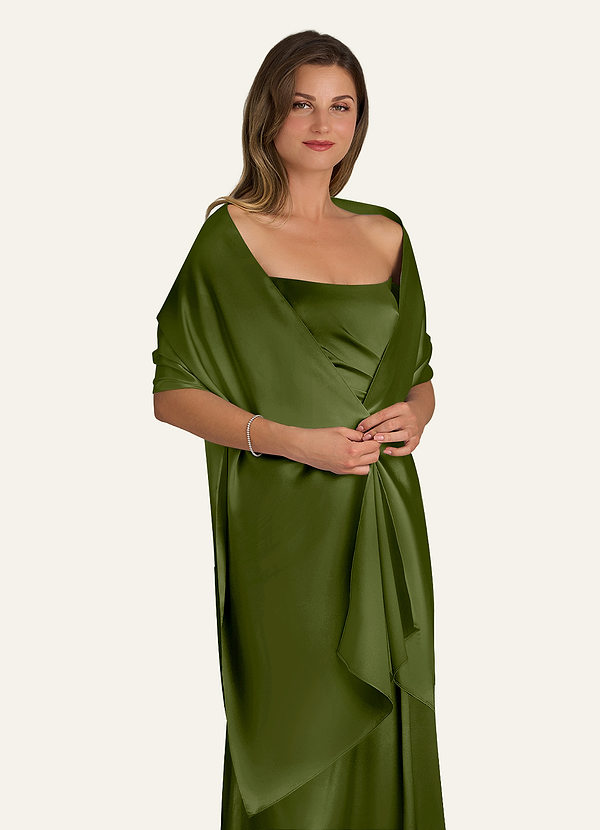 front Azazie Matching Color Metallic Satin Shawl