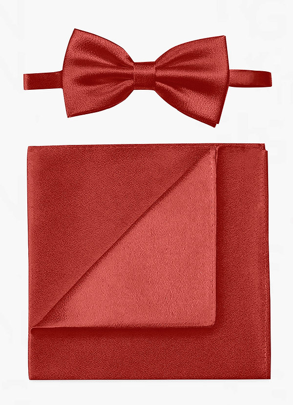 front Ensemble nœud papillon et pochette en satin métallisé