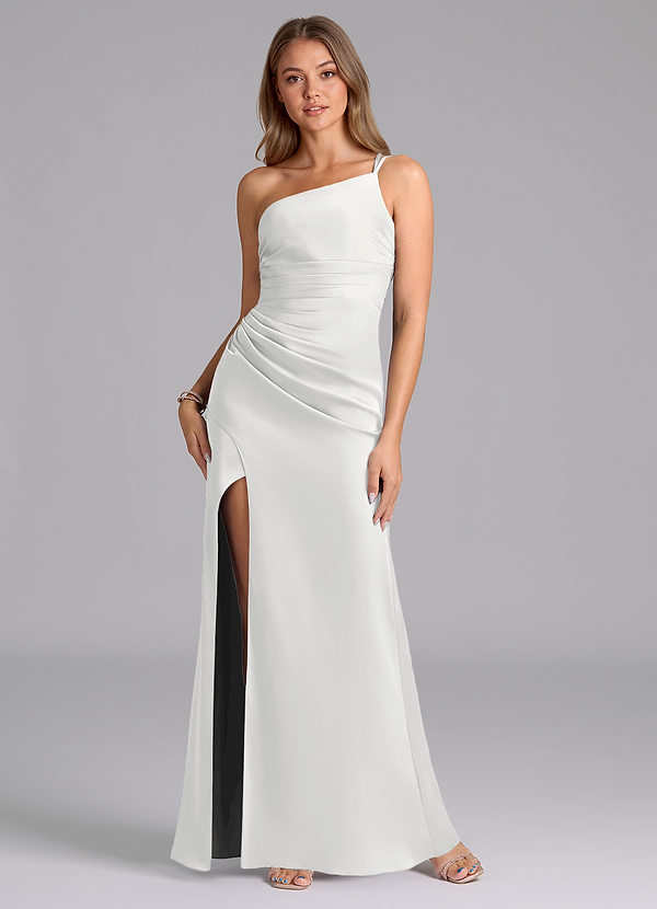 Azazie Eren Šaty pro družičky Mořská panna Jedno rameno Strečový satén Délka podlahy Šaty image1