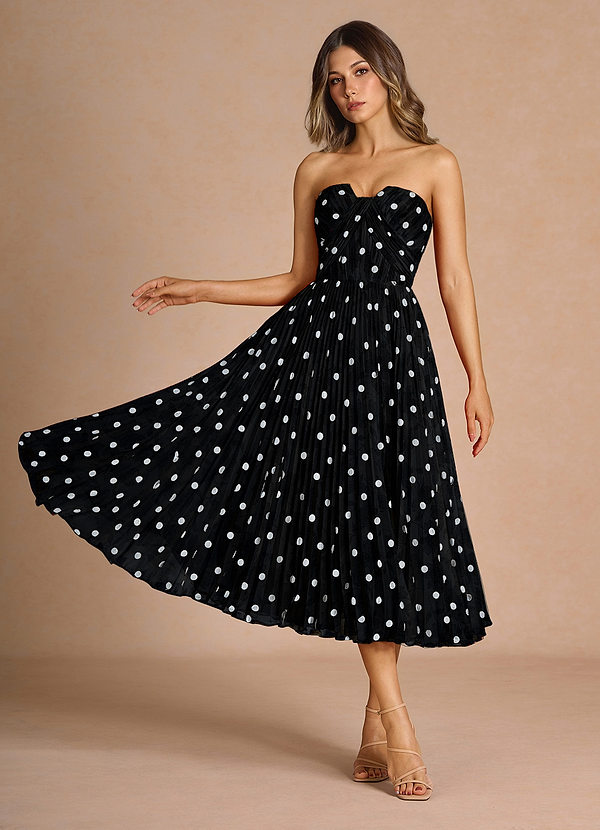 Lyanna Black White Pleated Mini Dress image1