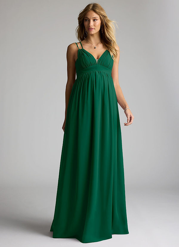 Azazie Emree Maternity Bridesmaid Dresses A-Line Chiffon Floor-Length Dress image1