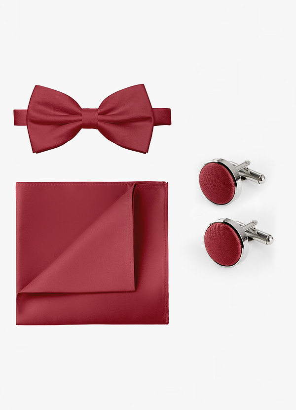 front Matching Bow Tie & Pocket Square & Cuff Links Set