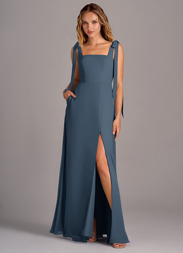 Azazie Debra Bridesmaid Dresses Neptune A-Line with Pockets Chiffon Convertible Dress image1