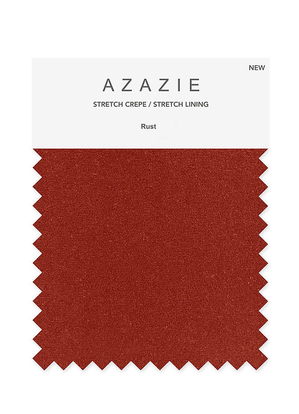 front Azazie Rust Stretch Crepe Swatches