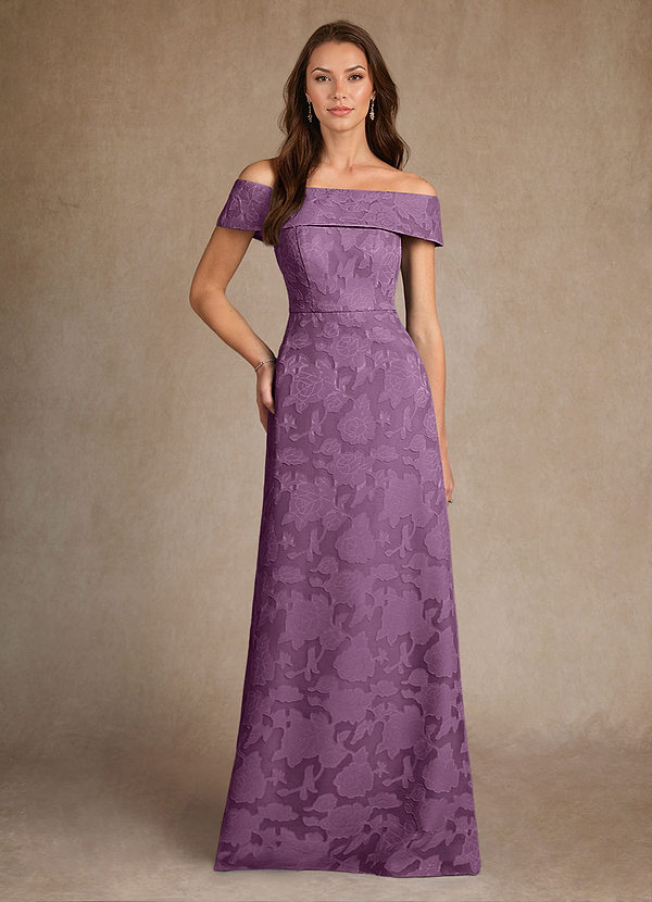 Azazie Medford Mother of the Bride Dresses Wisteria A-Line Off the Shoulder Floral Burnout Dress image1