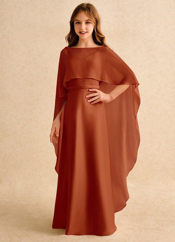 Azazie Fishie Junior Formal Klänningar för brudeflicka Klä A-Line i Matt satäng image1