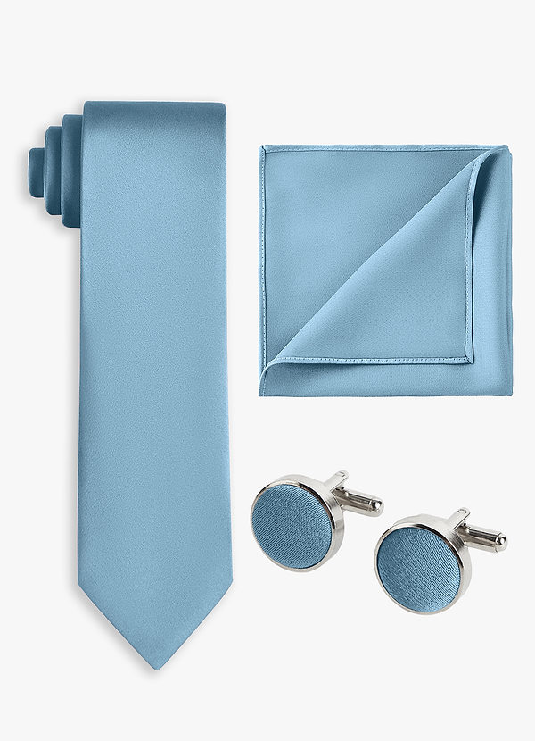 front Matching Color 3-Piece Stretch Satin Wide Tie Set