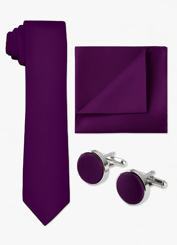 front Ensemble cravate, pochette et boutons de manchette assortis