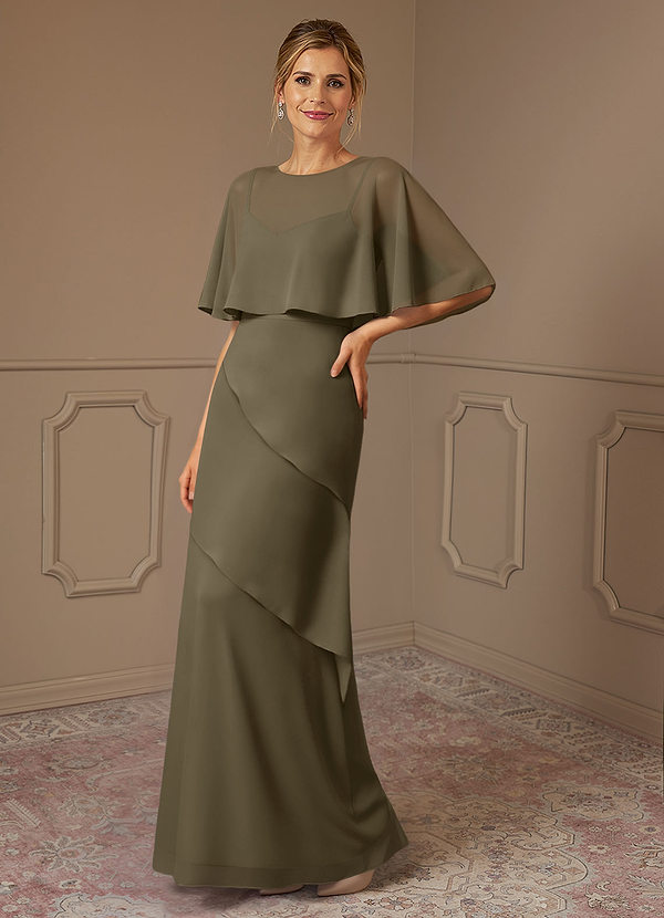 Azazie Bowie Vestidos de Madre de la Novia Vestido de Verde Sauce de Gasa de Corte En A image1