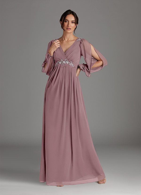 Azazie Gypsy Mother of the Brides Dresses Dusty Rose A-Line V-Neck Sequins Chiffon Dress image1