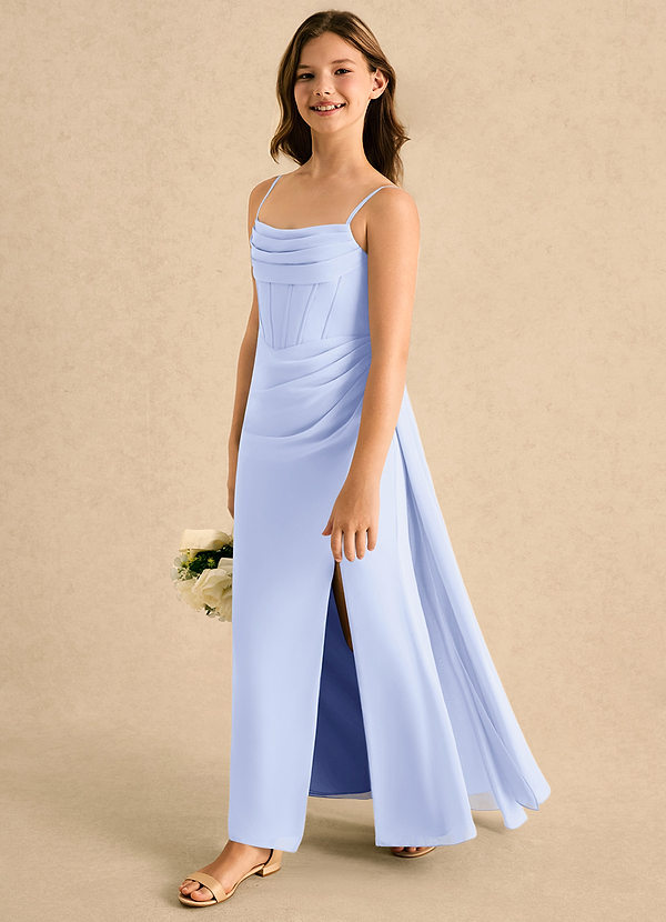 Azazie Moxie Girls Formal Abiti da Damigella Bambina Abito A-Line in Chiffon Pizzo Lavanda image1