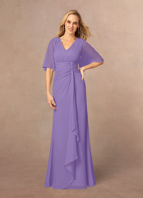 Azazie Carson Mother of the Brides Dresses Tahiti A-Line V-Neck Lace Chiffon Dress image1