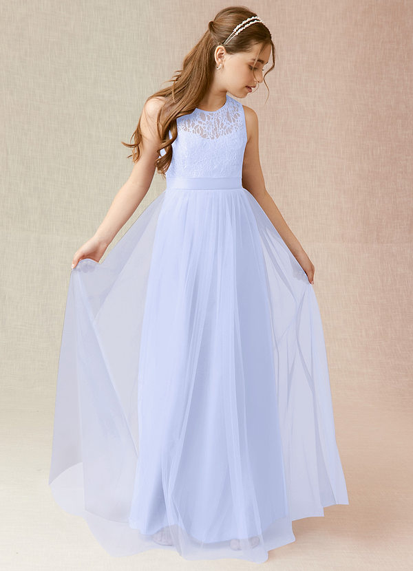 Azazie Georgette Junior A-Linie Spitze Tüll Kleid Lavendel image1
