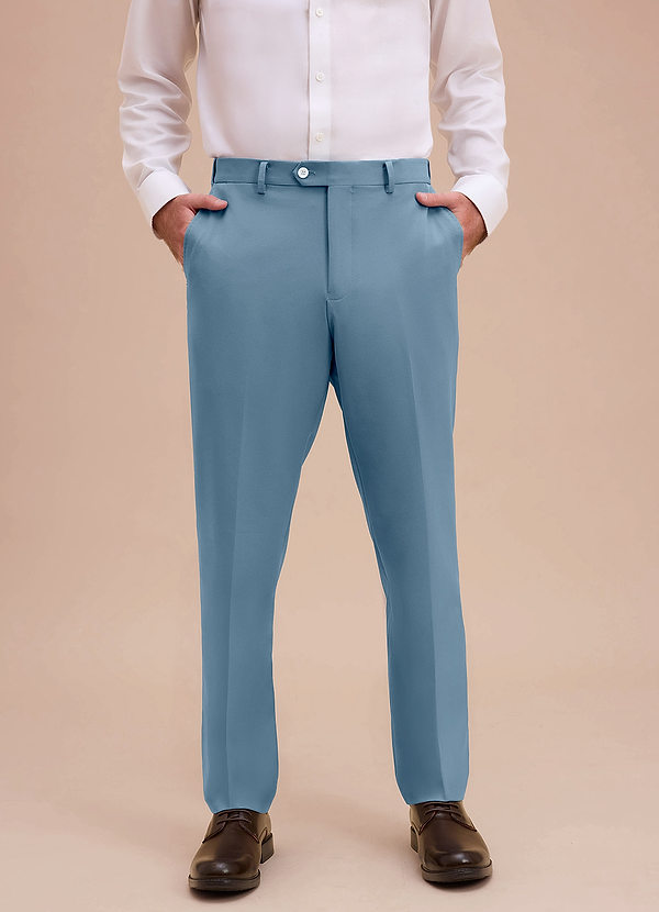 front Ethan Light Blue Refined Weave Dress Pants