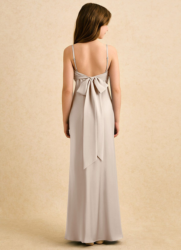 Azazie Ellie Girls Formal Abiti da Ragazza di Fiori Abito Sirena in Raso Elasticizzato Plissettato Alabastro Bianco image1