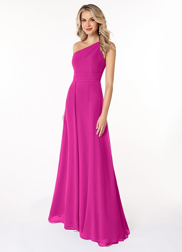 Azazie Dallas Bridesmaid Dresses Fuchsia A-Line One Shoulder Chiffon Dress image1