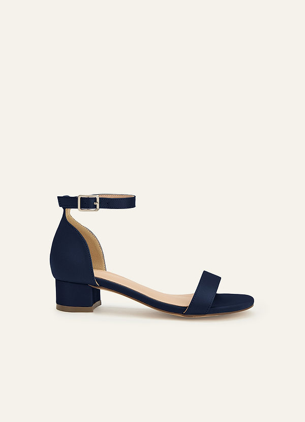 front Matching Color Matte Satin One Strap Girls' Heel Sandals