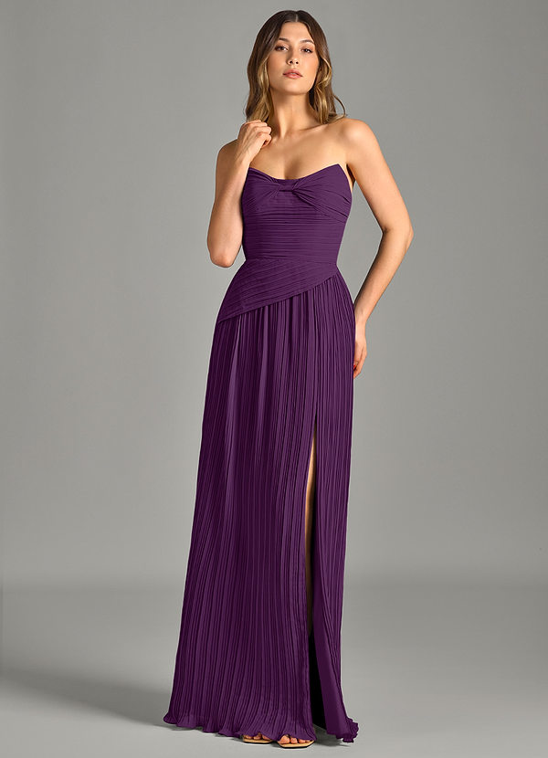 Azazie Becka Bridesmaid Dresses Grape A-Line Strapless Chiffon Dress image1