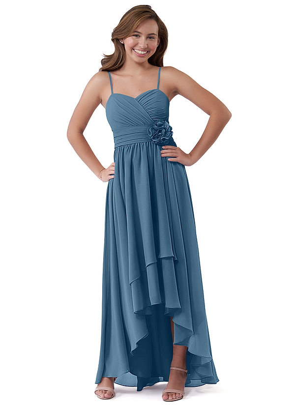 Los Vestidos AsiméTricos Para Damas De Honor Junior Con Escote En Forma De Cucharada Gris Acero