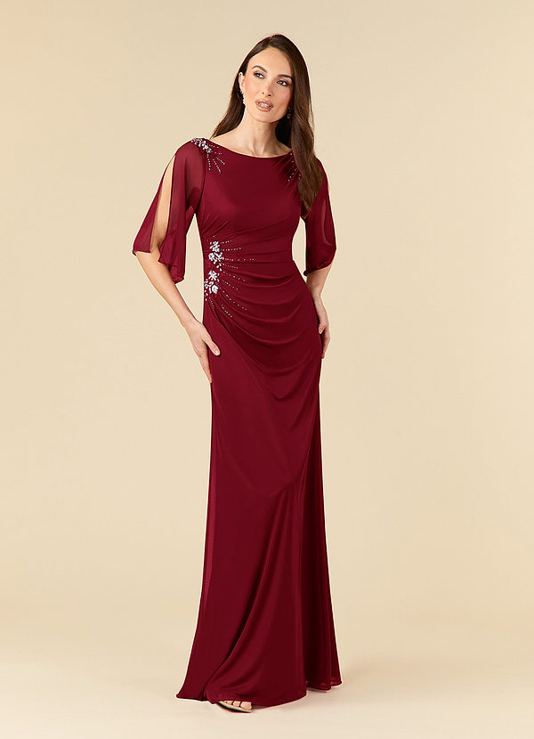 Azazie Magdalene Brautmutterkleider Etui Pailletten Gittergewebe Kleid Burgunderrot image1