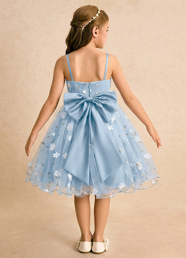 Azazie Junebug Flower Girl Dresses Powder Blue Ball-Gown Spaghetti Strap Tulle Dress image1